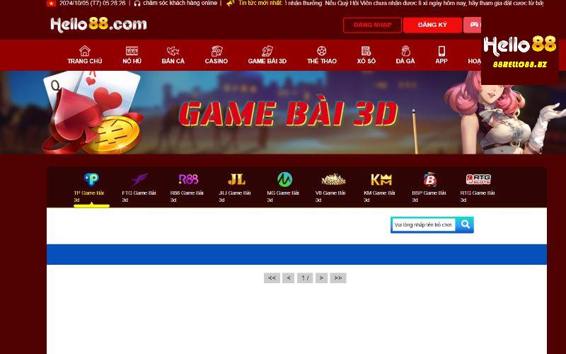 Giao diện game bài Hello88 hiện đại